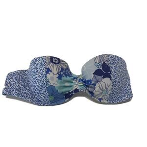 Victorias Secret Swim Bikini Top Molded Push Up Swim Size 32B Blue White Floral